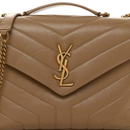 Saint Laurent Calfskin Y Quilted Monogram Small Loulou Chain Satchel Dark Beige 7 of 10