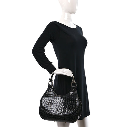Christian Dior Patent Crocodile Embossed 61 Tote Black 2 of 9