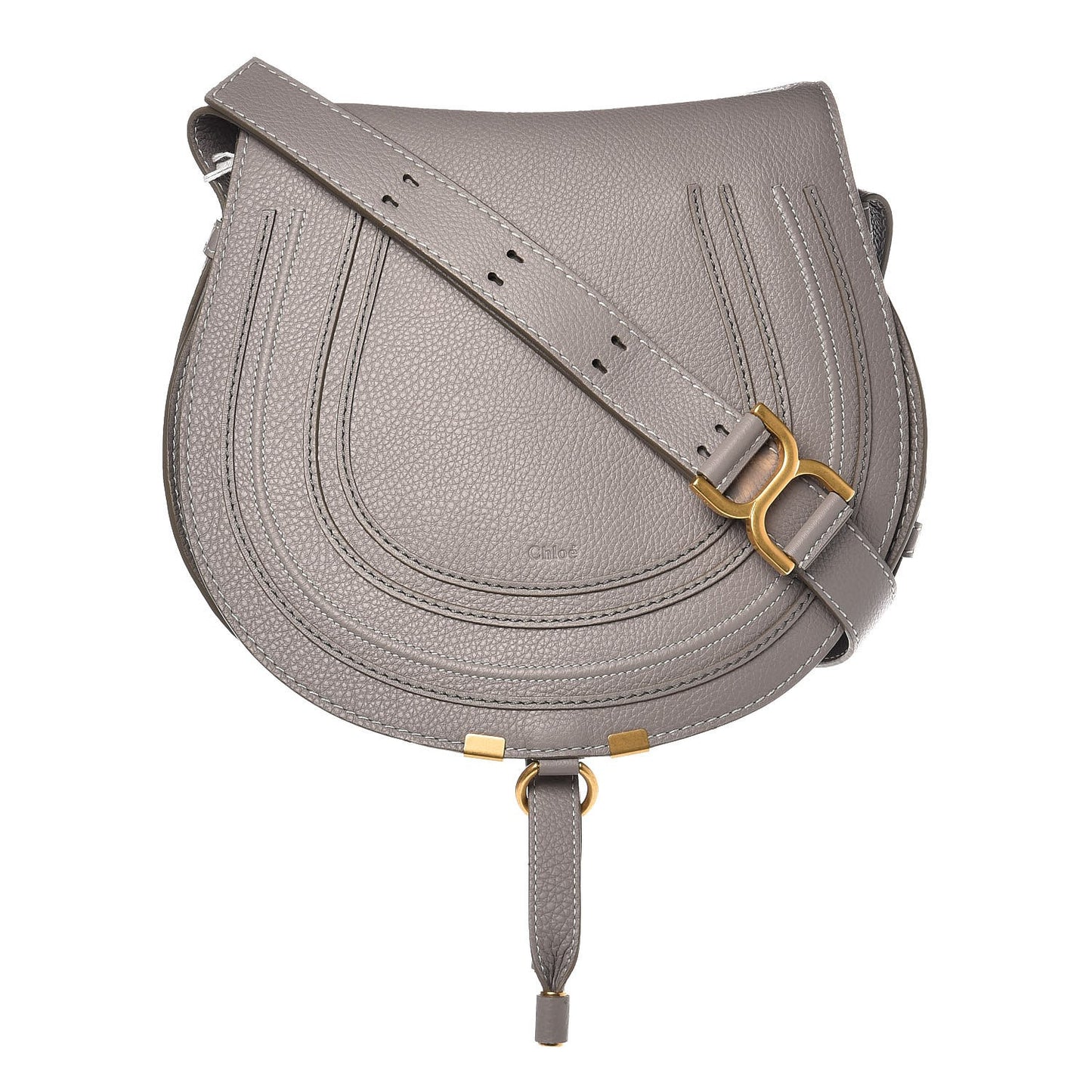 Calfskin Medium Marcie Round Crossbody Bag Cashmere Grey