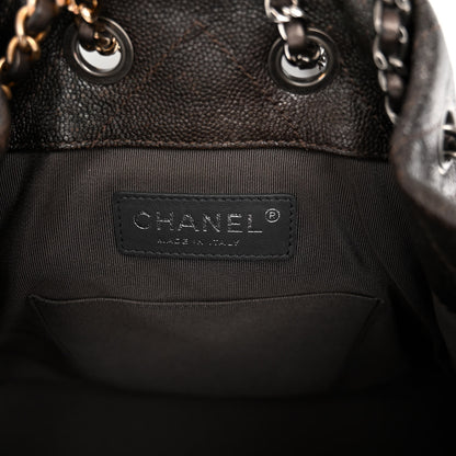 Chanel Metallic Grained Goatskin Gabrielle Backpack Dark Silver Gold 6 of 10
