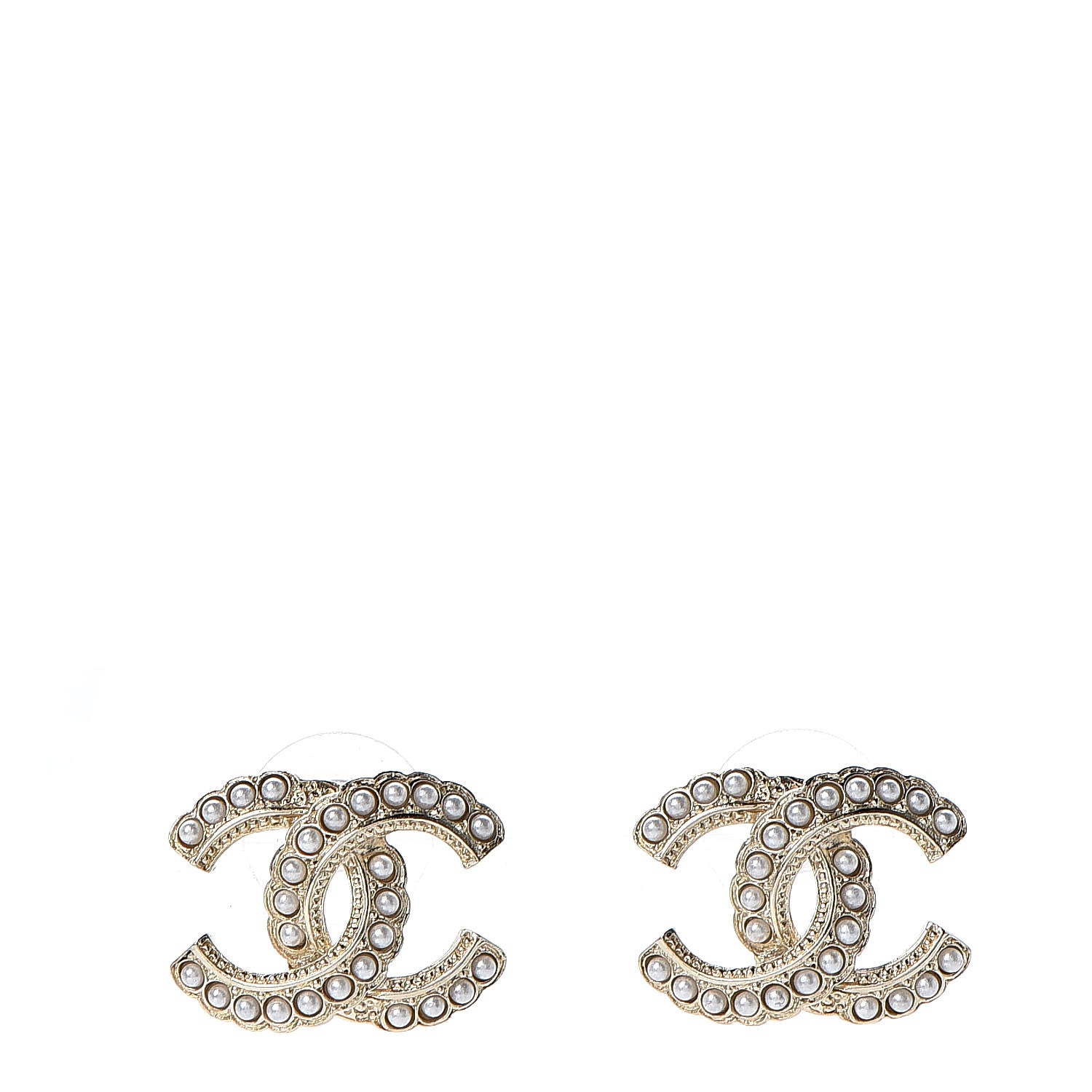 Chanel Pearl Queen of France CC Earrings Gold 1 of 5