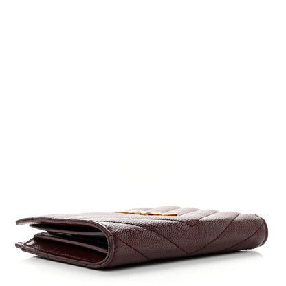 Saint Laurent Grain De Poudre Matelasse Chevron Monogram Zipped Two-Part Wallet Rouge Legion 4 of 7