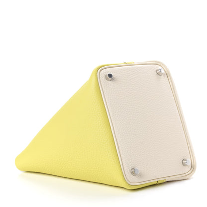 Hermes Taurillon Clemence Casaque Picotin Lock 18 PM Lime Nata 4 of 11