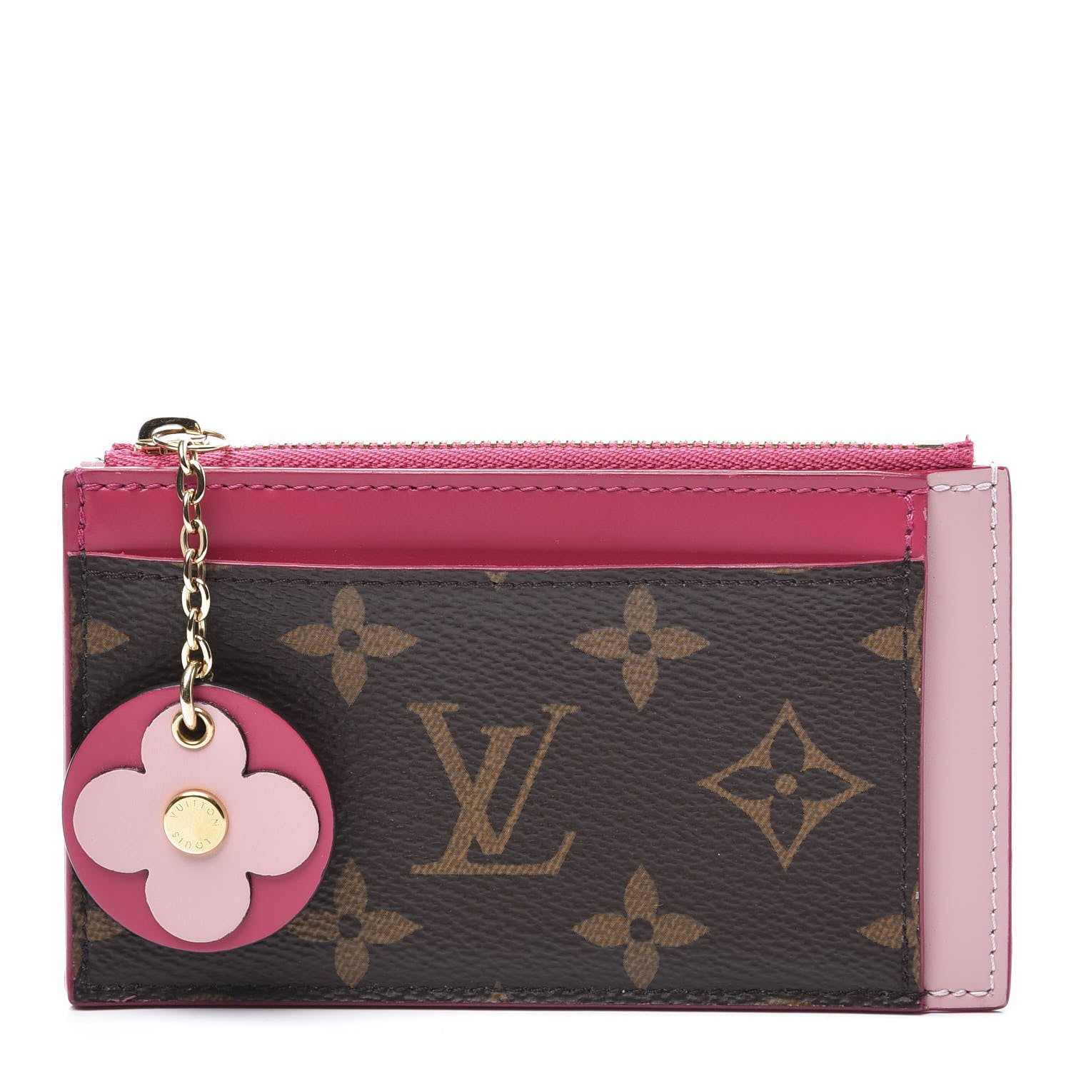 Louis Vuitton Monogram Blooming Flowers Zipped Card Holder Hot Pink Rose Ballerine 1 of 8