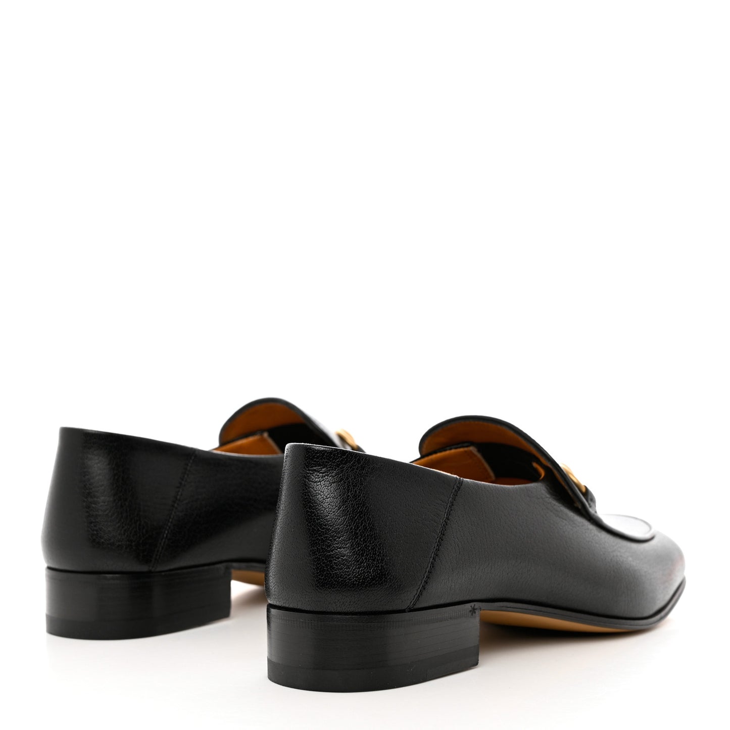 Goatskin Womens Horsebit Mid-Heel Loafers 38.5 Black