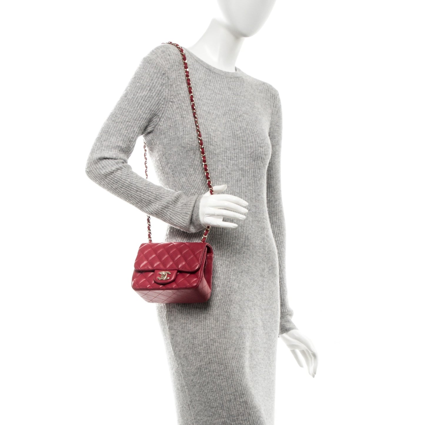 Lambskin Quilted Mini Square Flap Fuchsia