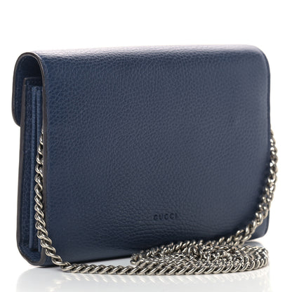 Gucci Dollar Calfskin Crystal Mini Dionysus Chain Wallet Blue Agata Black Diamond 3 of 9