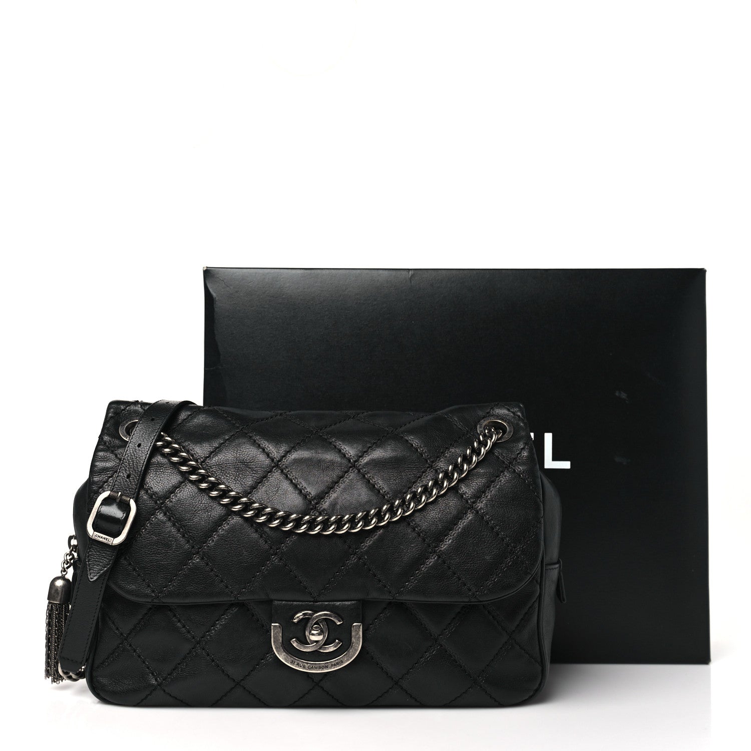 Chanel Calfskin Quilted Jumbo Coco Sporran Flap Black 11 of 11