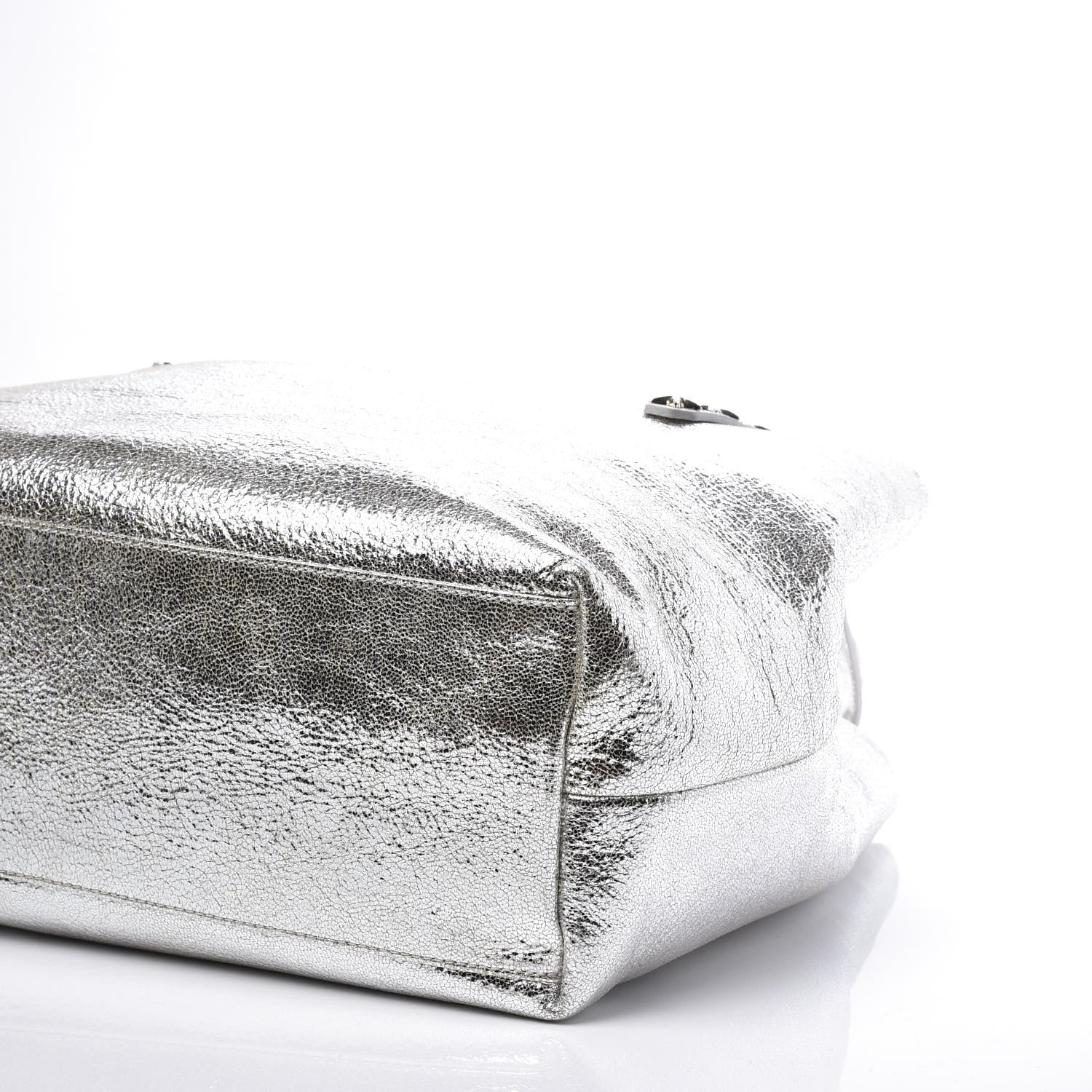 Chanel JIMMY CHOO Metallic Calfskin Sofia Shoulder Bag Silver 8 of 9
