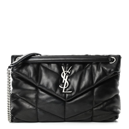 Saint Laurent Lambskin Quilted Small Loulou Puffer Monogram Chain Satchel Black 1 of 4
