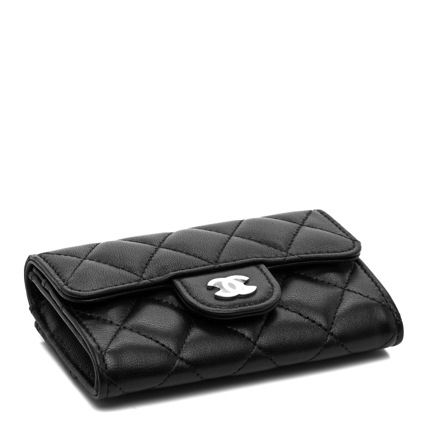 Chanel Lambskin Quilted Flap Card Holder Wallet Black 4 of 9