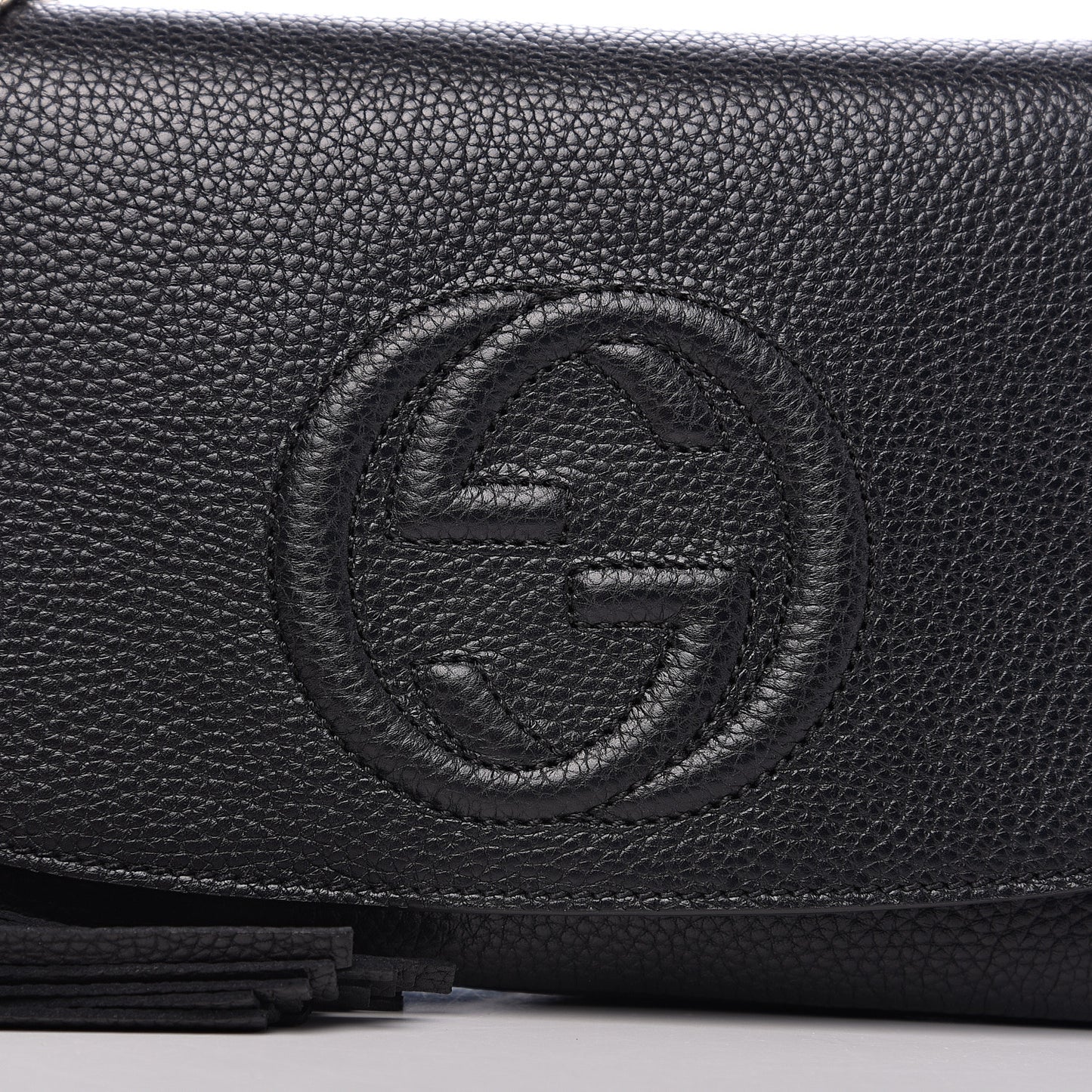 Pebbled Calfskin Medium Soho Flap Crossbody Black