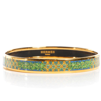Hermes Enamel Printed Narrow Bracelet Green 70 3 of 5