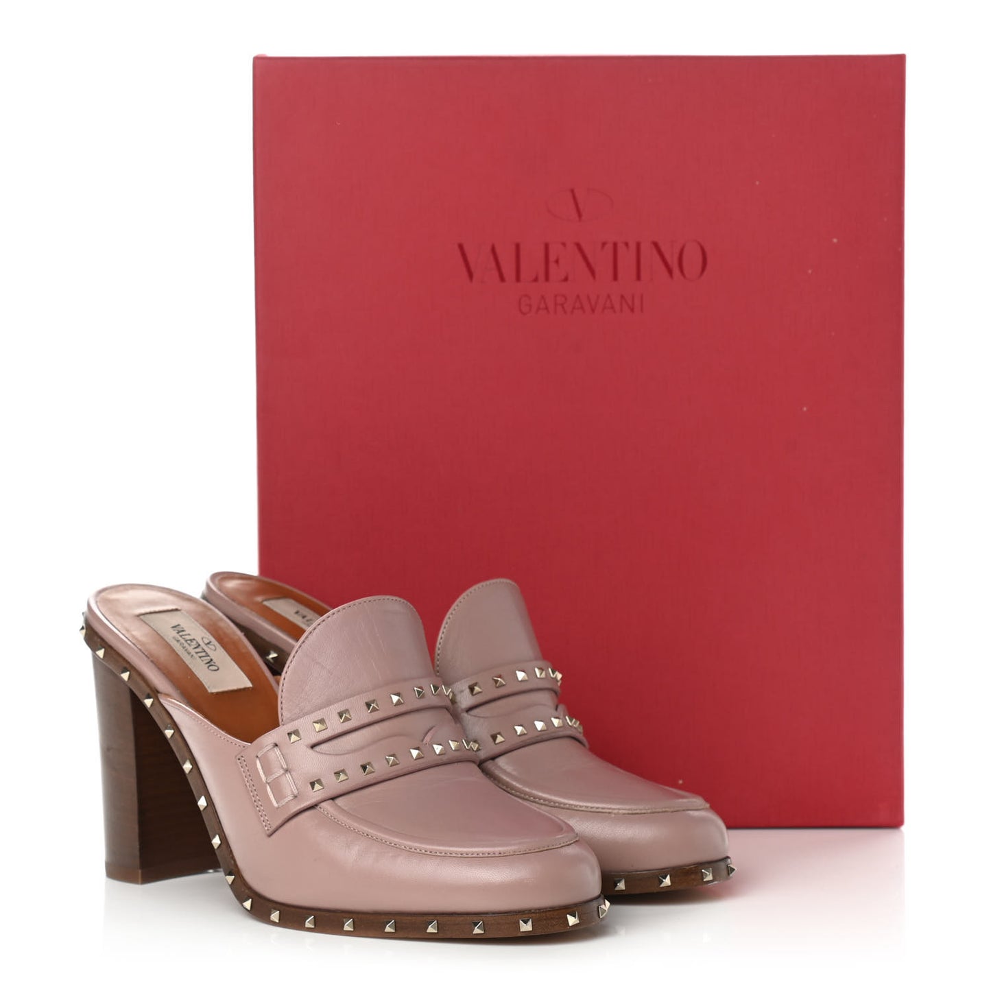 Nappa Soul Rockstud High Heel Mules 38.5 Lipstick