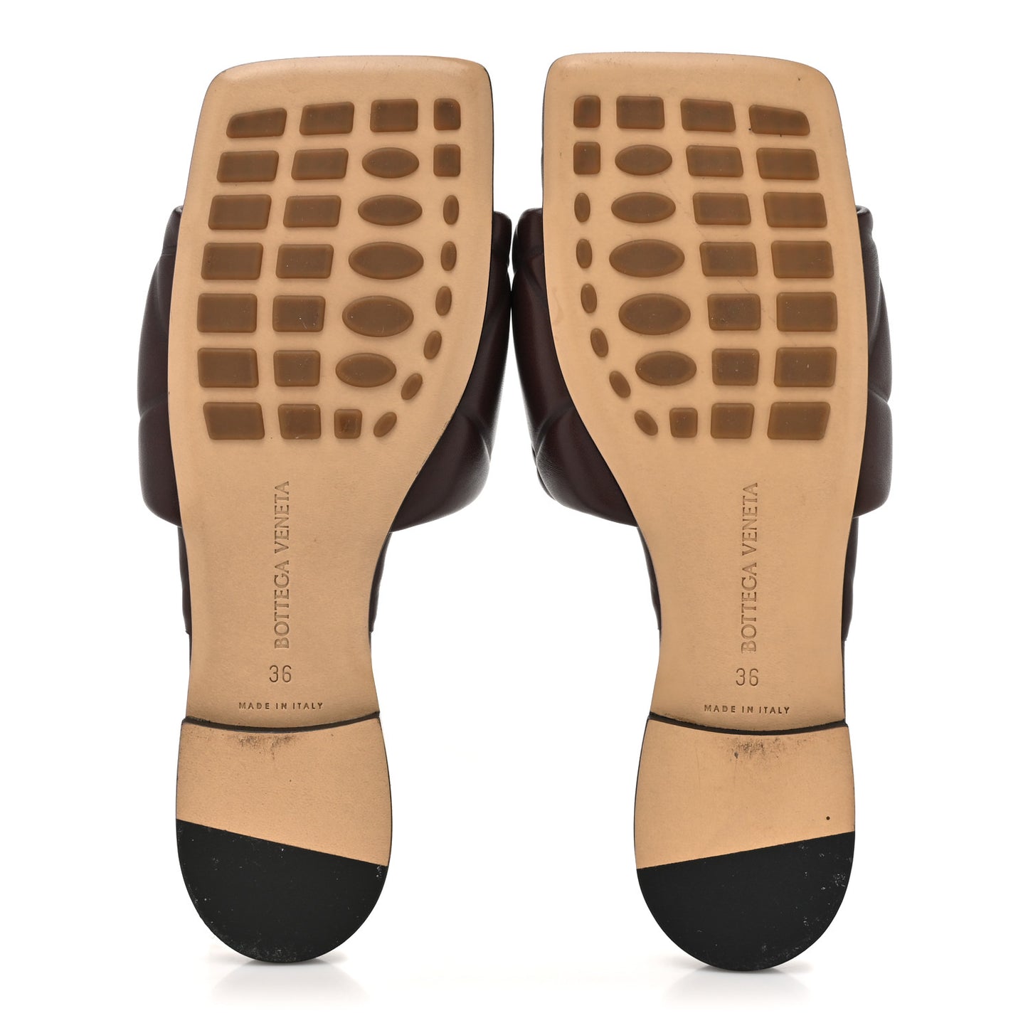 Nappa Quilted Rubber Lido Flat Sandals 36 Bitter Chocolate