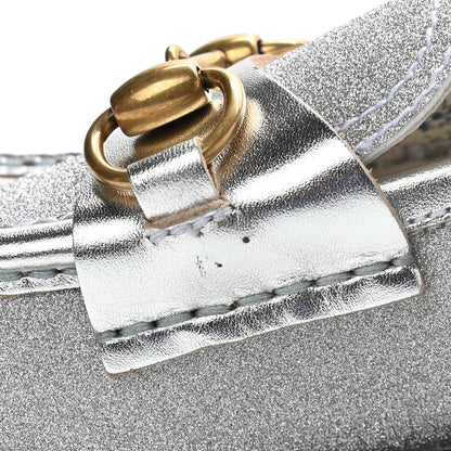 Gucci Mini Diamond Storm Silk Calfskin Womens Harald Horsebit 25mm Platform Loafers 36.5 Silver 9 of 10