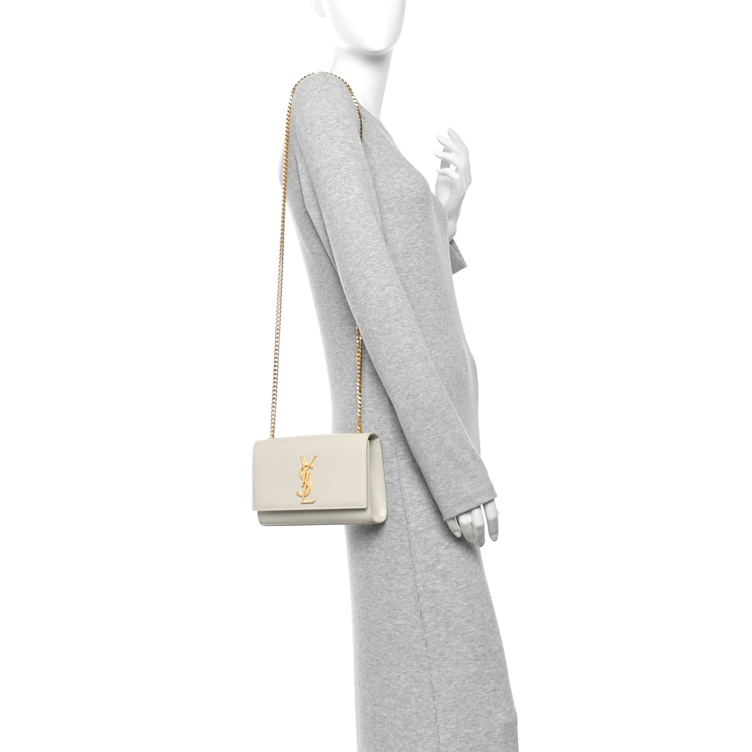 Saint Laurent Grain De Poudre Small Monogram Kate Satchel Crema Soft 2 of 9