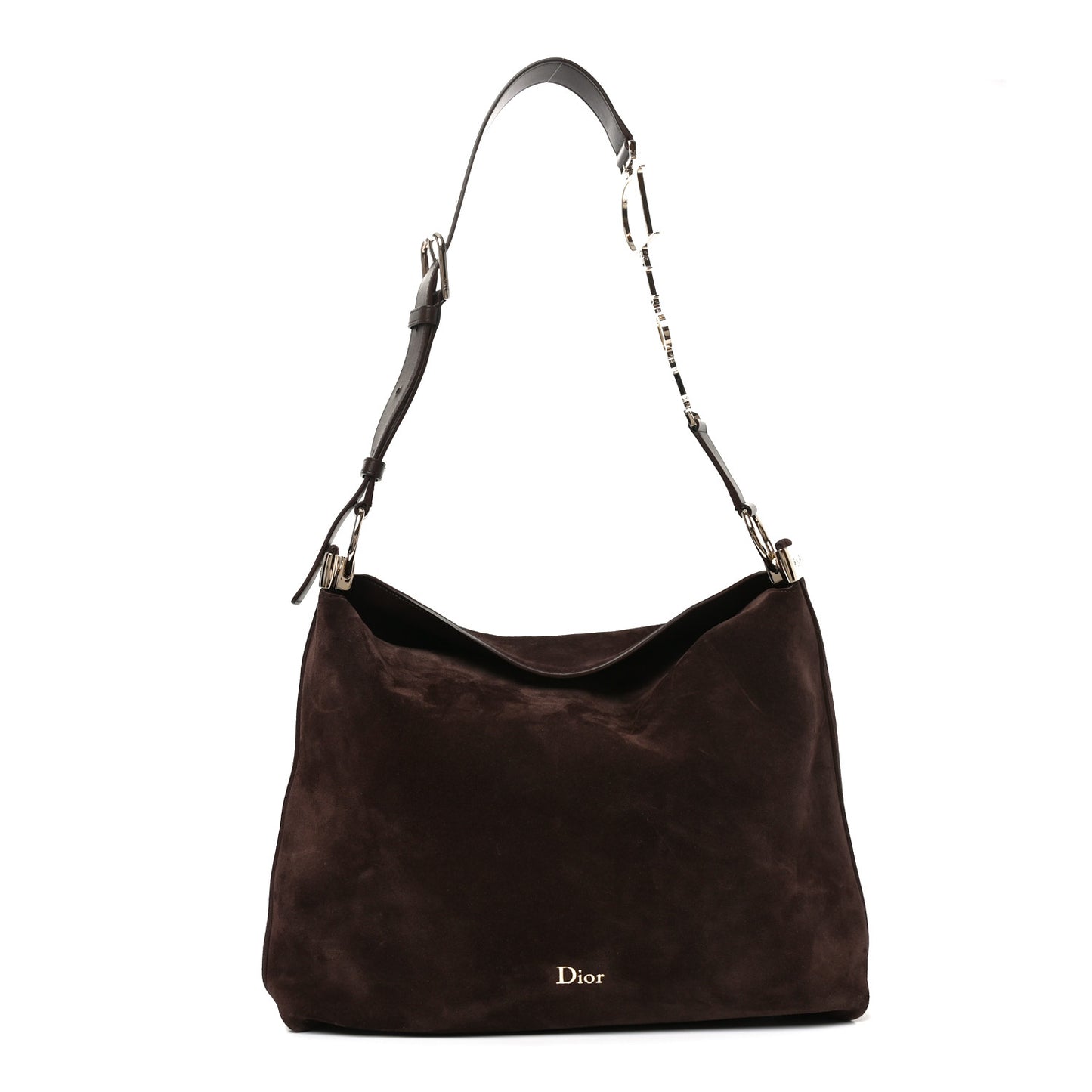 Suede Calfskin Medium Diorly Bag Chocolate
