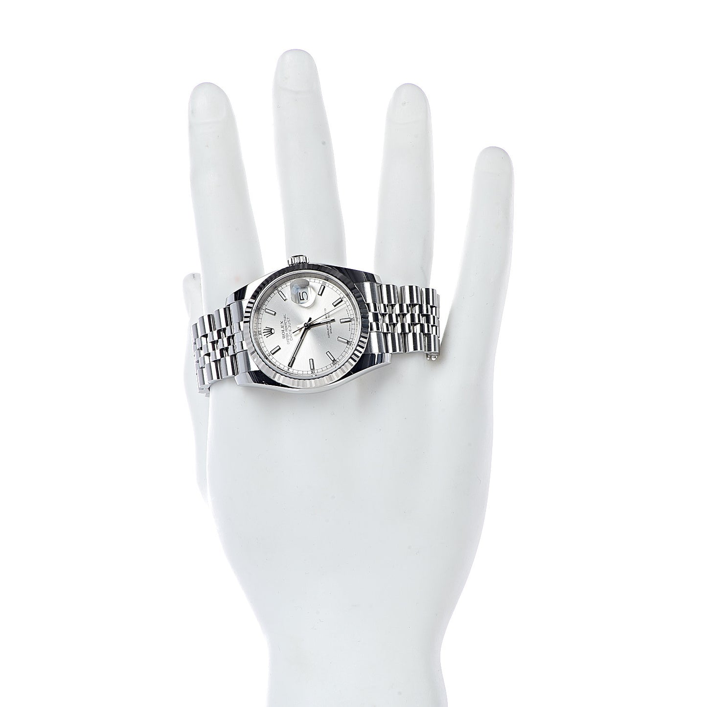 Stainless Steel 18K White Gold 36mm Oyster Perpetual Datejust Watch Silver 116234