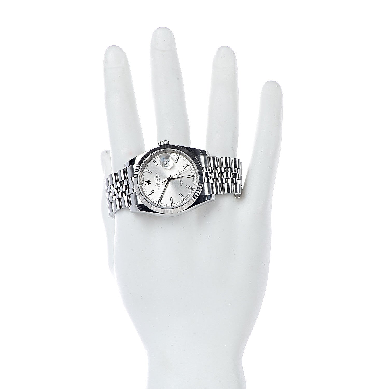 Rolex Stainless Steel 18K White Gold 36mm Oyster Perpetual Datejust Watch Silver 116234 2 of 8