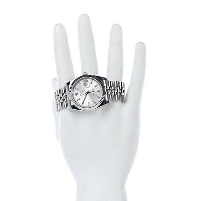 Rolex Stainless Steel 18K White Gold 36mm Oyster Perpetual Datejust Watch Silver 116234 2 of 8