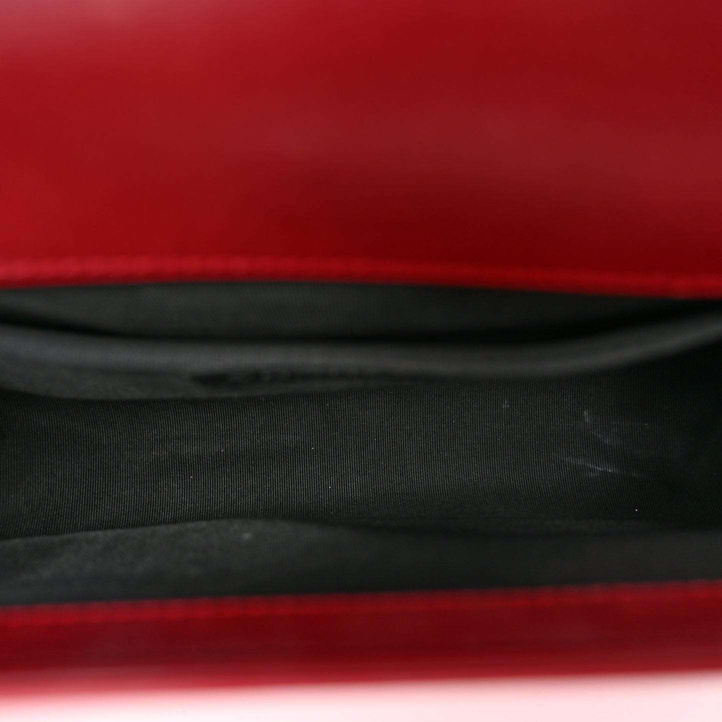 Patent Calfskin Quilted Medium Plexiglass Boy Flap Red