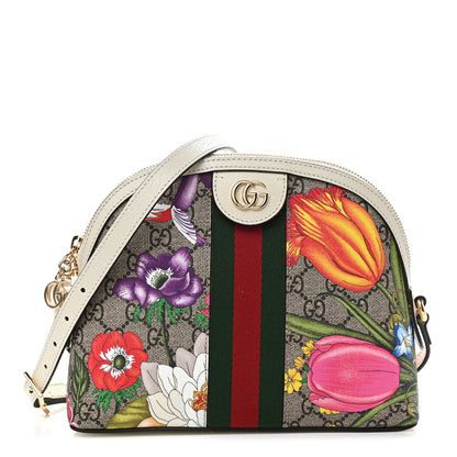Gucci GG Supreme Monogram Flora Web GG Small Ophidia Dome Shoulder Bag White 1 of 9