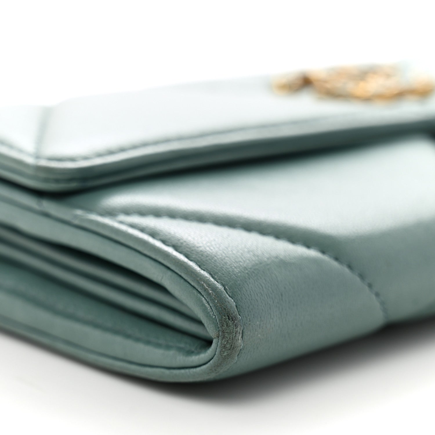 Chanel Lambskin Quilted Chanel 19 Flap Wallet Green 10 of 12