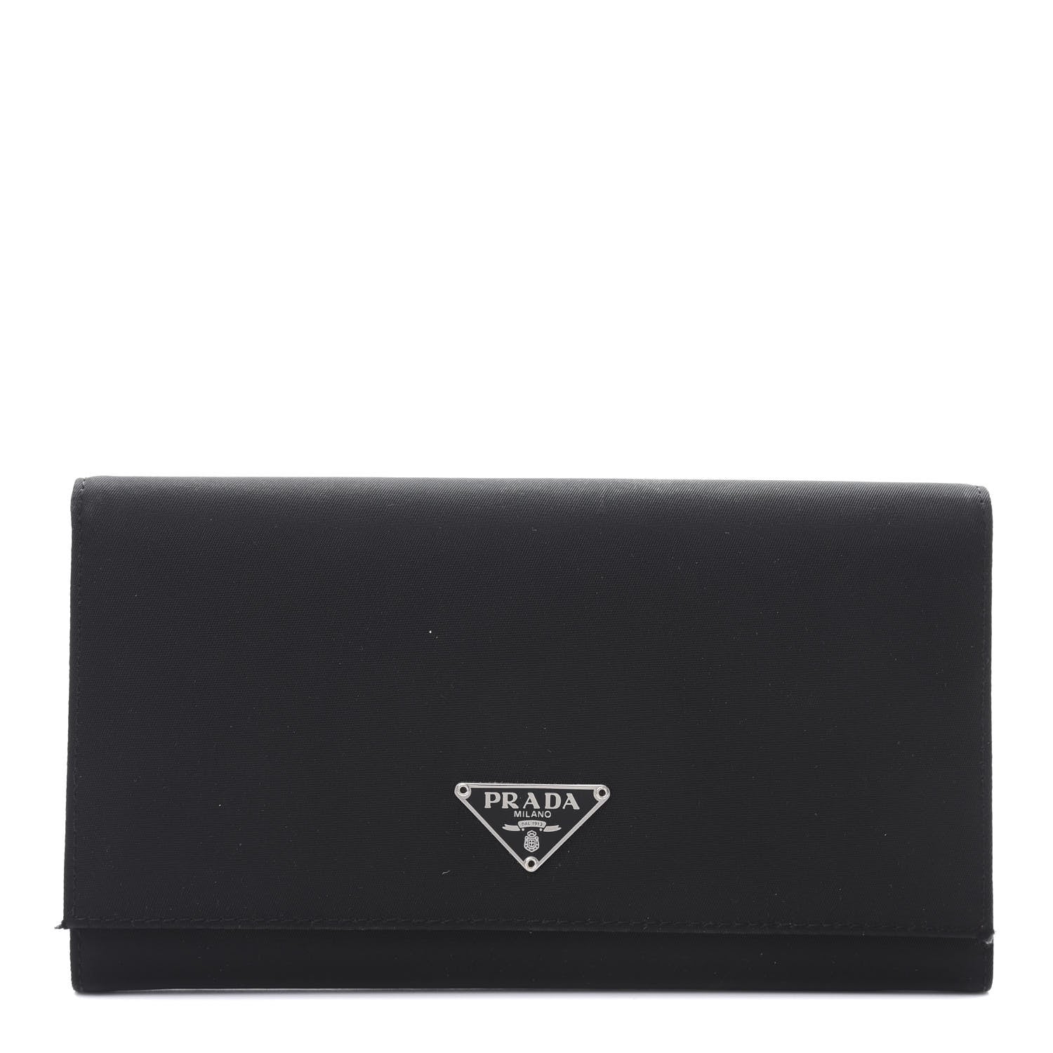 Prada Tessuto Nylon Continental Flap Wallet Black 1 of 9
