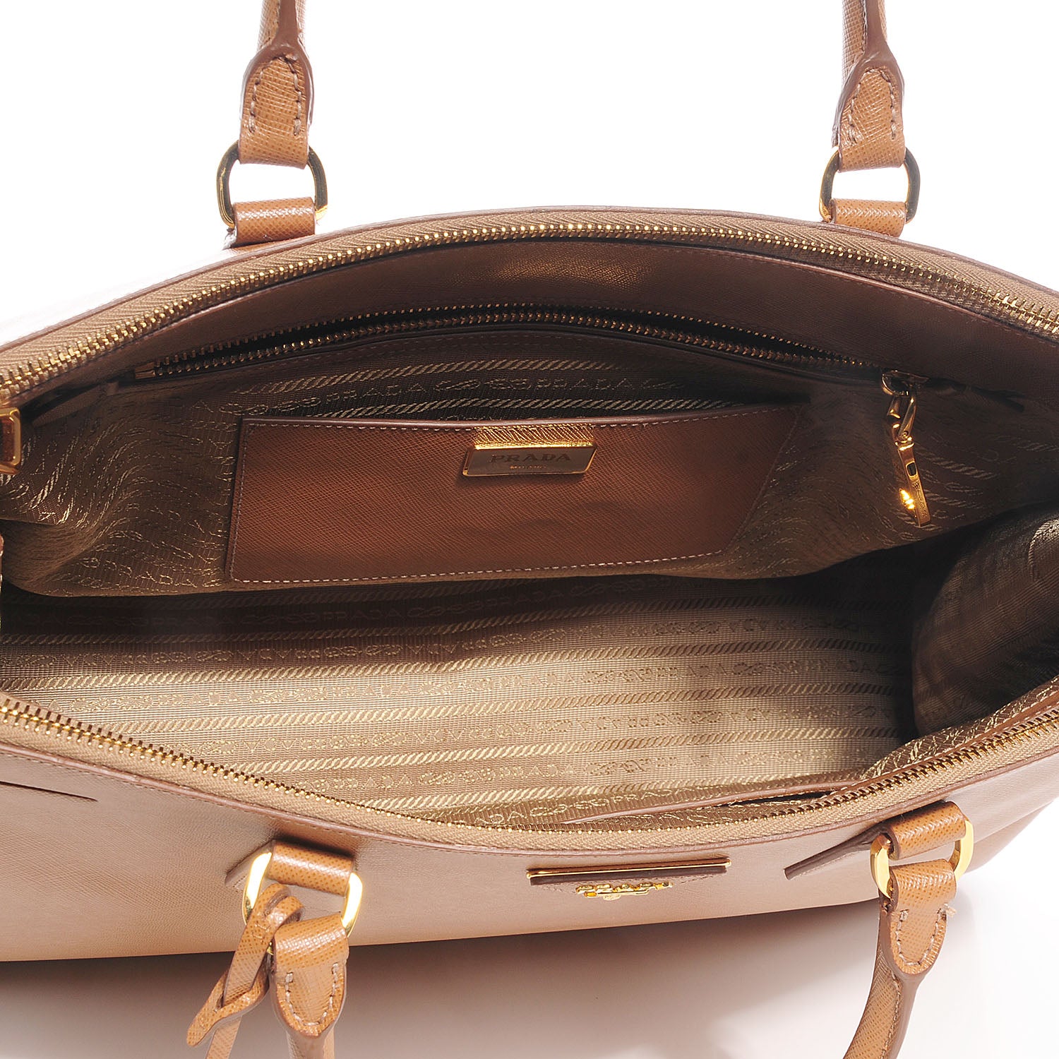 Prada Saffiano Lux Extra Large Galleria Double Zip Tote Caramel 10 of 11