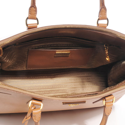 Prada Saffiano Lux Extra Large Galleria Double Zip Tote Caramel 10 of 11