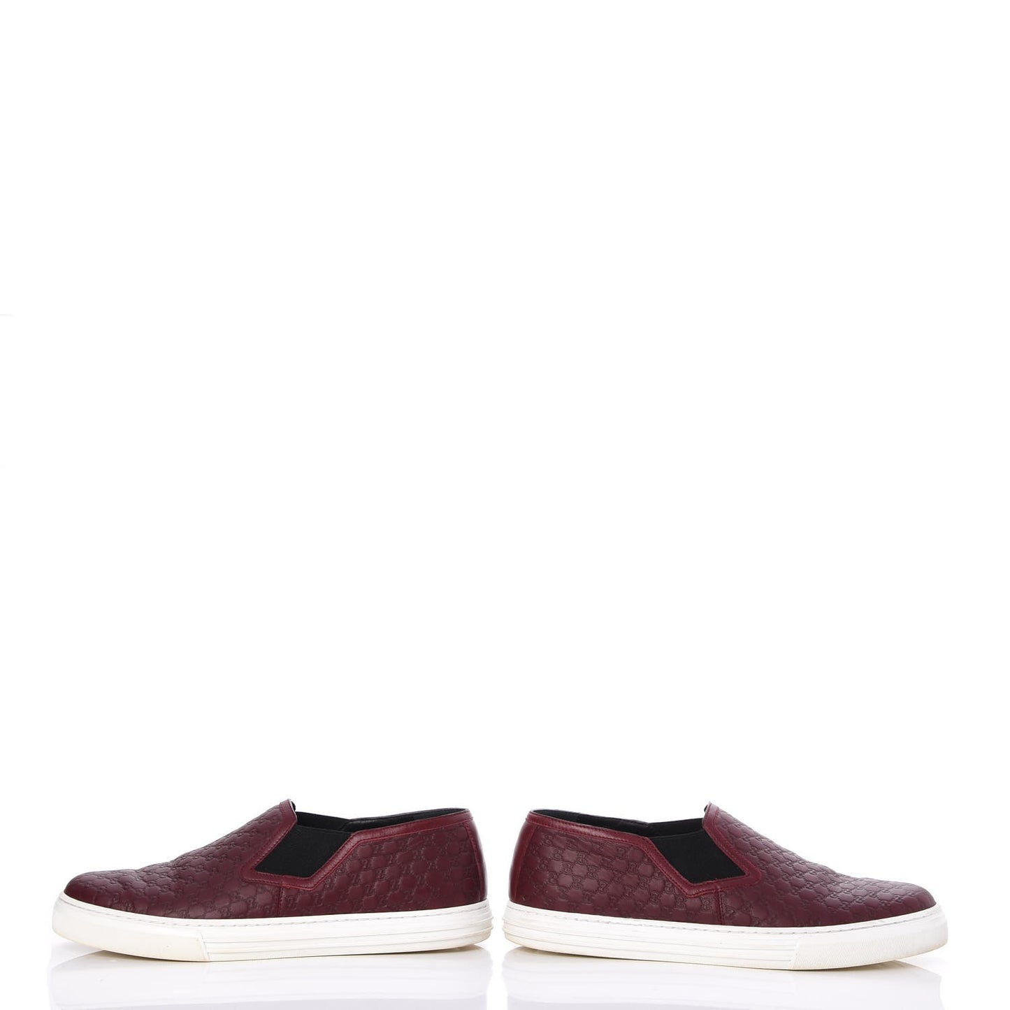 Soft Microguccissima Leather Mens Slip On Sneakers 7 Rosso Nero Black