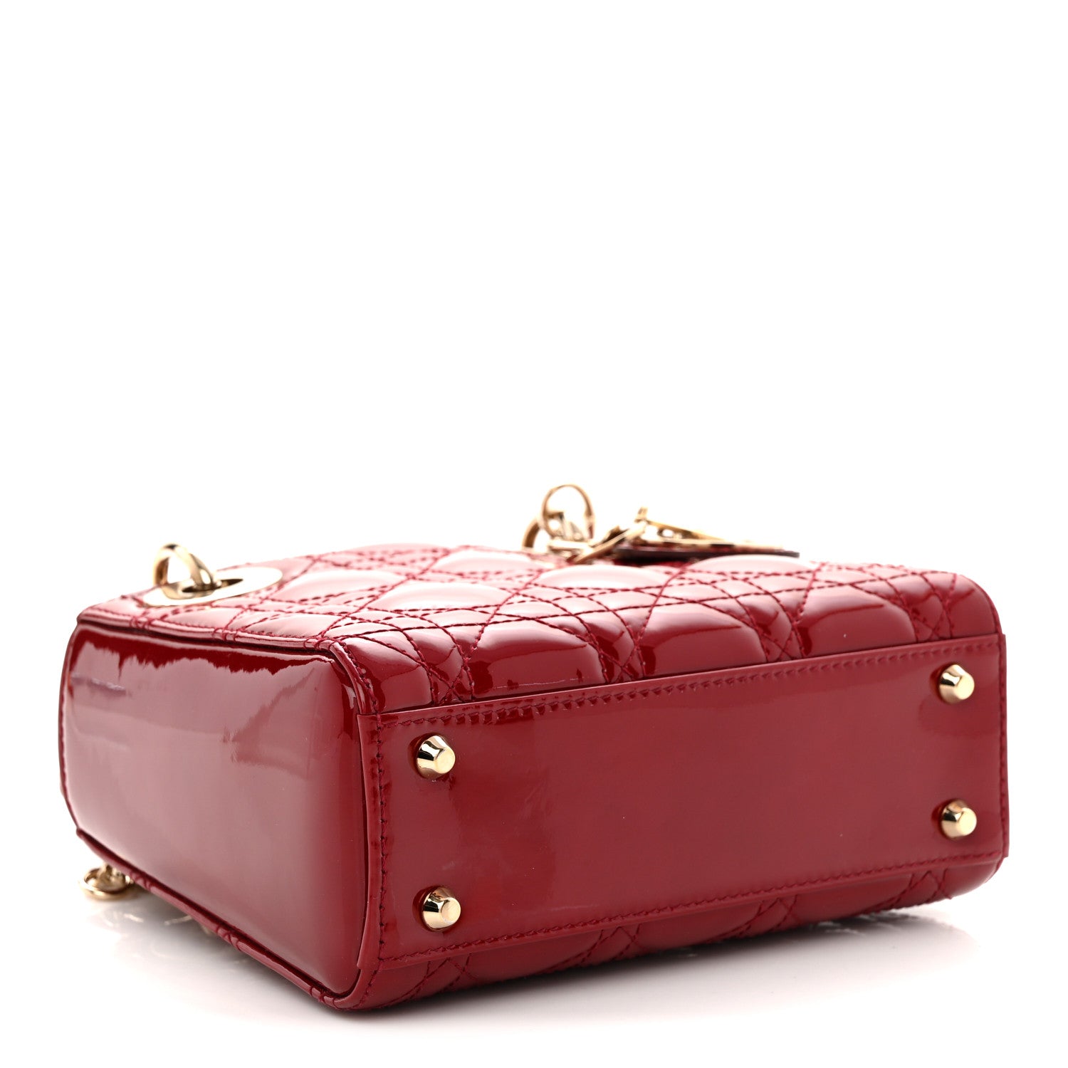 Christian Dior Patent Cannage Mini Lady Dior Red 4 of 9