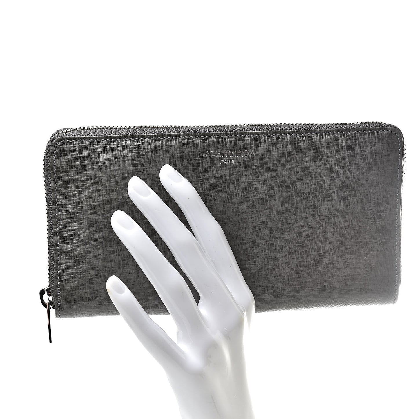 Striped Calfskin Essential Continental Zip Around Wallet Grey Green