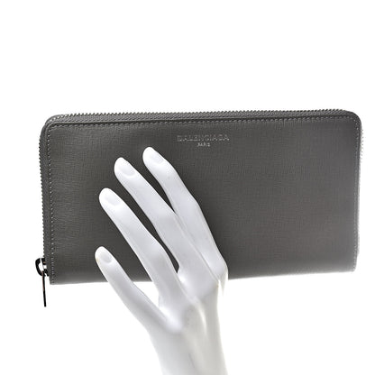 Balenciaga Striped Calfskin Essential Continental Zip Around Wallet Grey Green 2 of 8