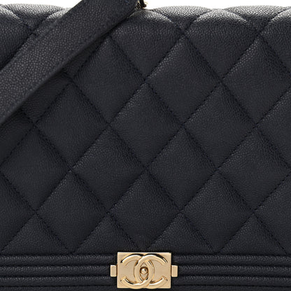 Chanel Caviar Quilted Boy Wallet On Chain WOC Navy 9 of 12
