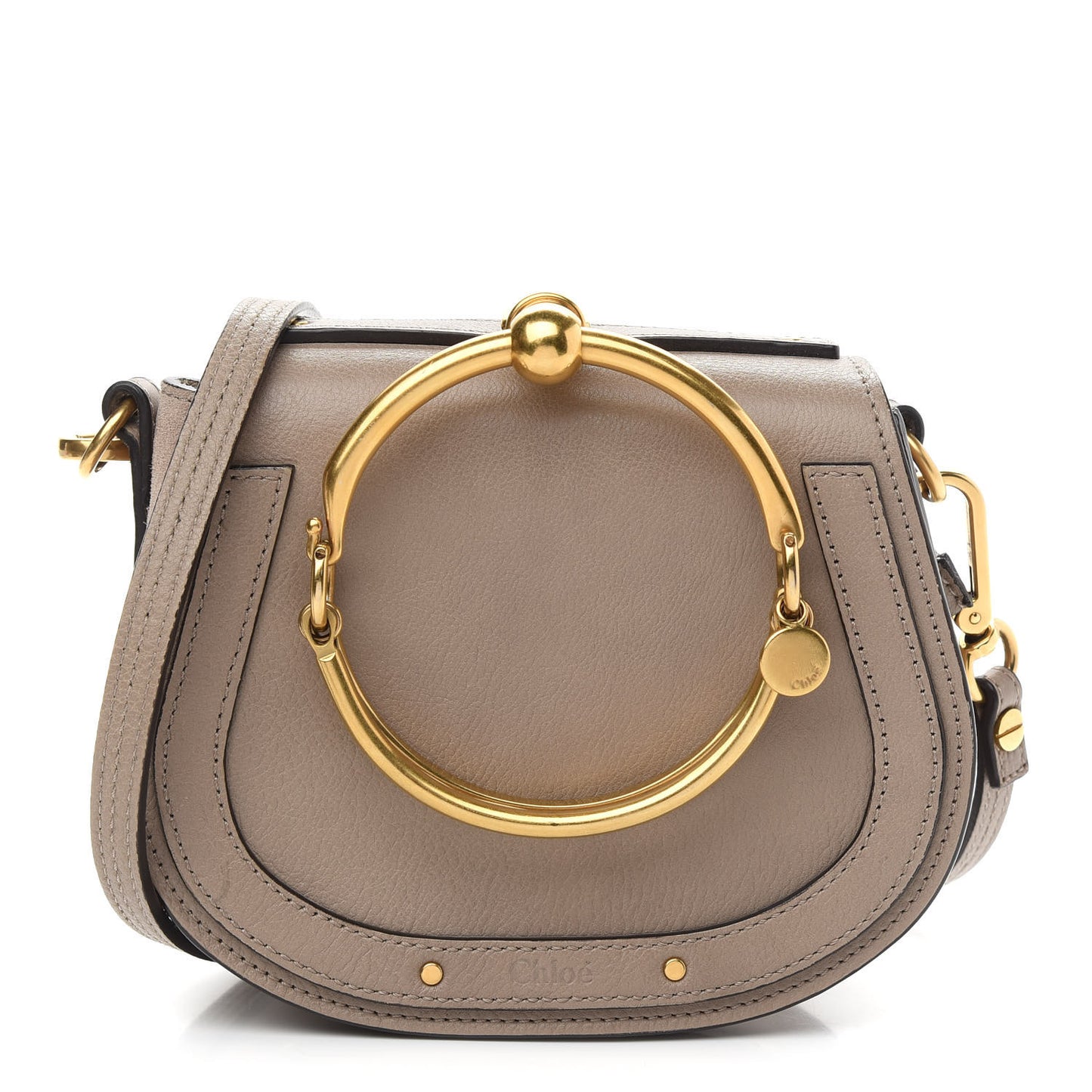 Calfskin Suede Small Nile Bracelet Bag Motty Grey