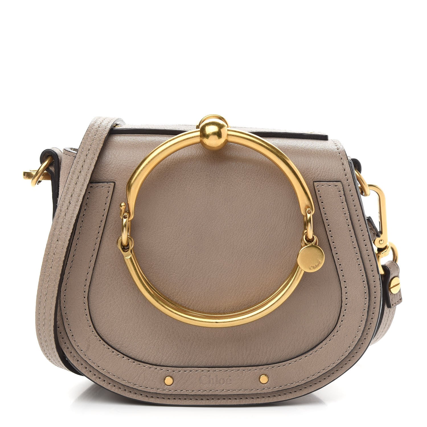 Chloe Calfskin Suede Small Nile Bracelet Bag Motty Grey 1 of 12