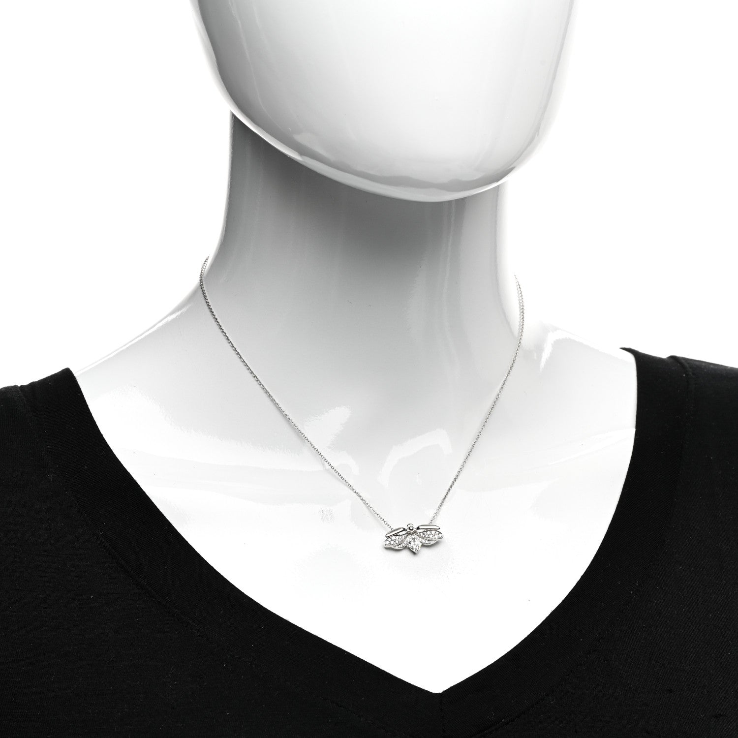 Tiffany Platinum Diamond Paper Flowers Firefly Pendant Necklace 2 of 5