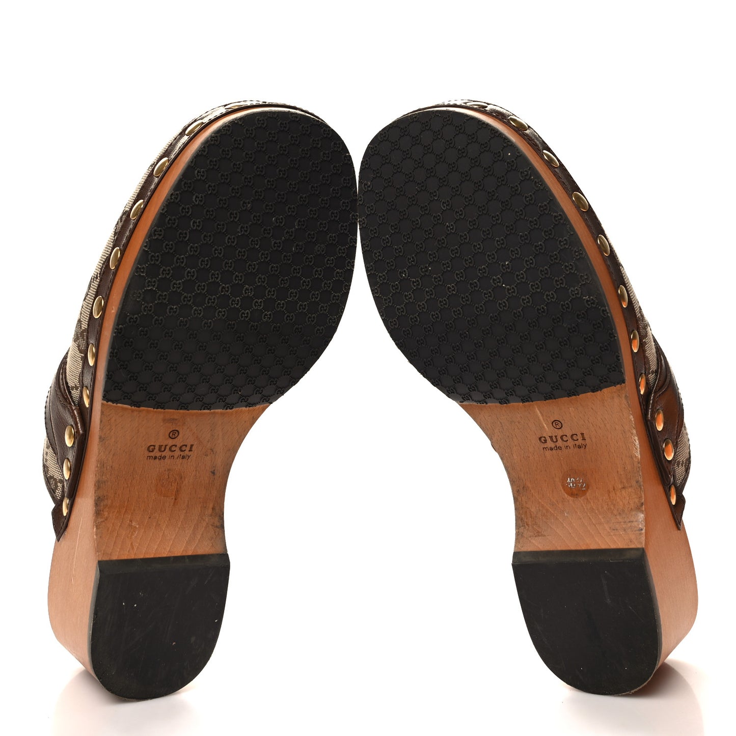Monogram Goatskin Horsebit Clog Mules 40.5 Beige Ebony Brown Sugar