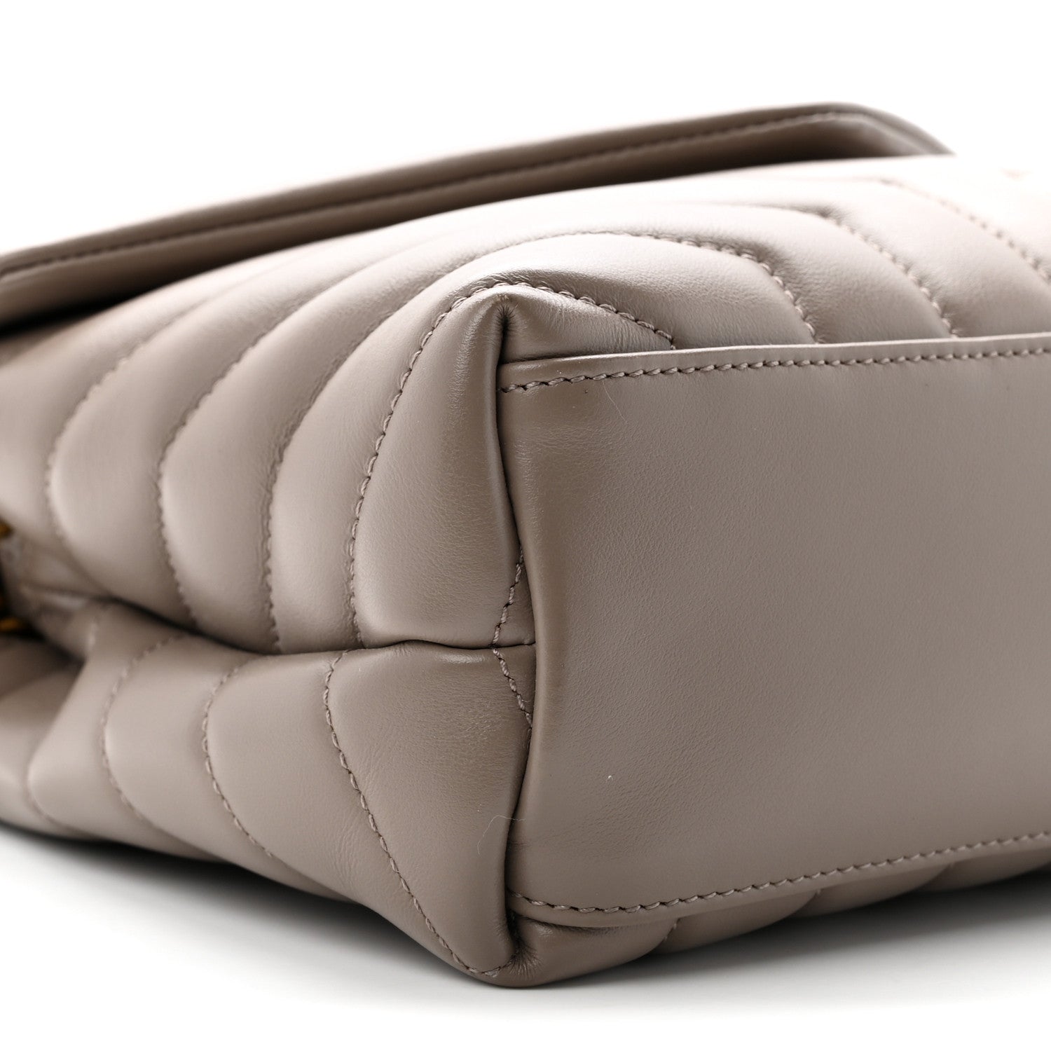 Saint Laurent Calfskin Y Quilted Monogram Small Loulou Chain Satchel Greyish Brown 9 of 11