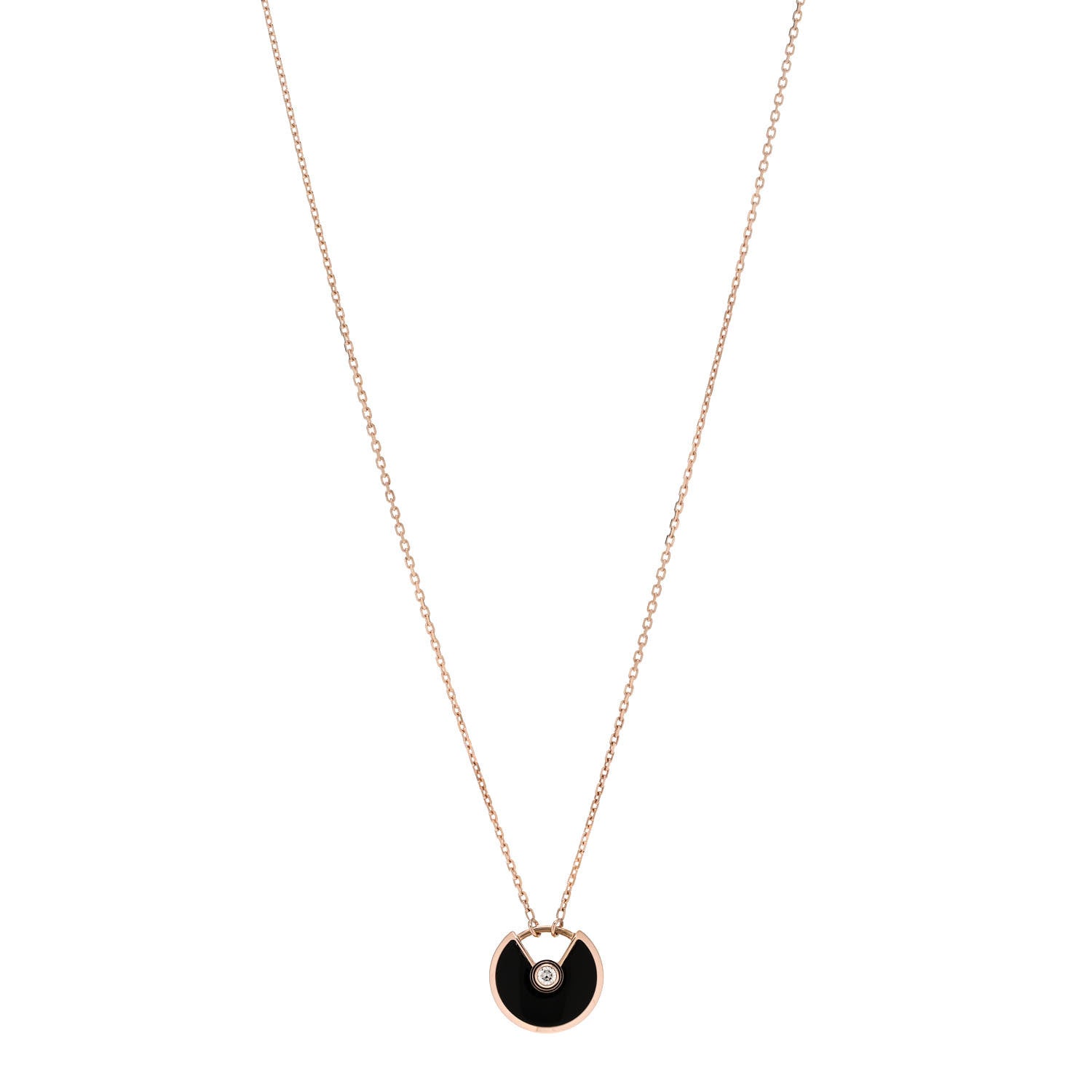 Cartier 18K Pink Gold Diamond Black Onyx XS Amulette de Cartier Pendant Necklace 1 of 6