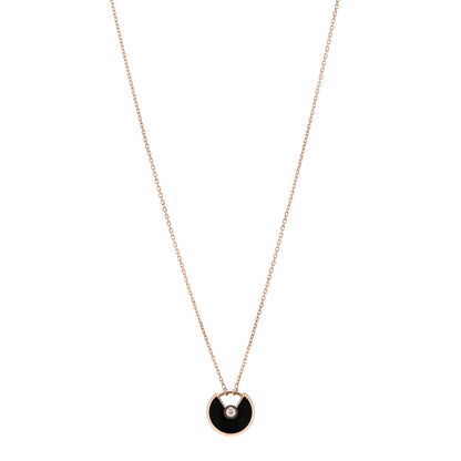 Cartier 18K Pink Gold Diamond Black Onyx XS Amulette de Cartier Pendant Necklace 1 of 6
