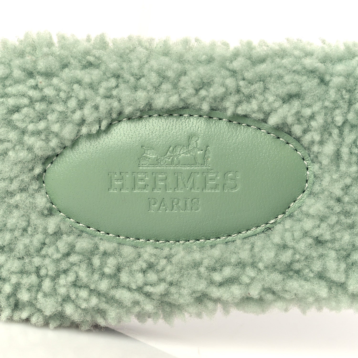 Hermes Woolskin Oran Sandals 37.5 Vert D’Eau 7 of 8