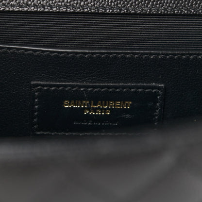 Saint Laurent Grain De Poudre Textured Mixed Matelasse Triquilt Medium Monogram Satchel Black 6 of 12