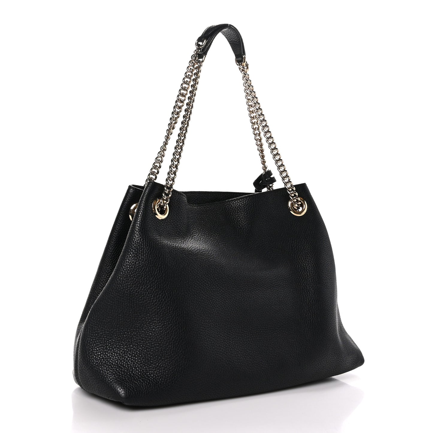 Pebbled Calfskin Medium Soho Chain Shoulder Bag Black