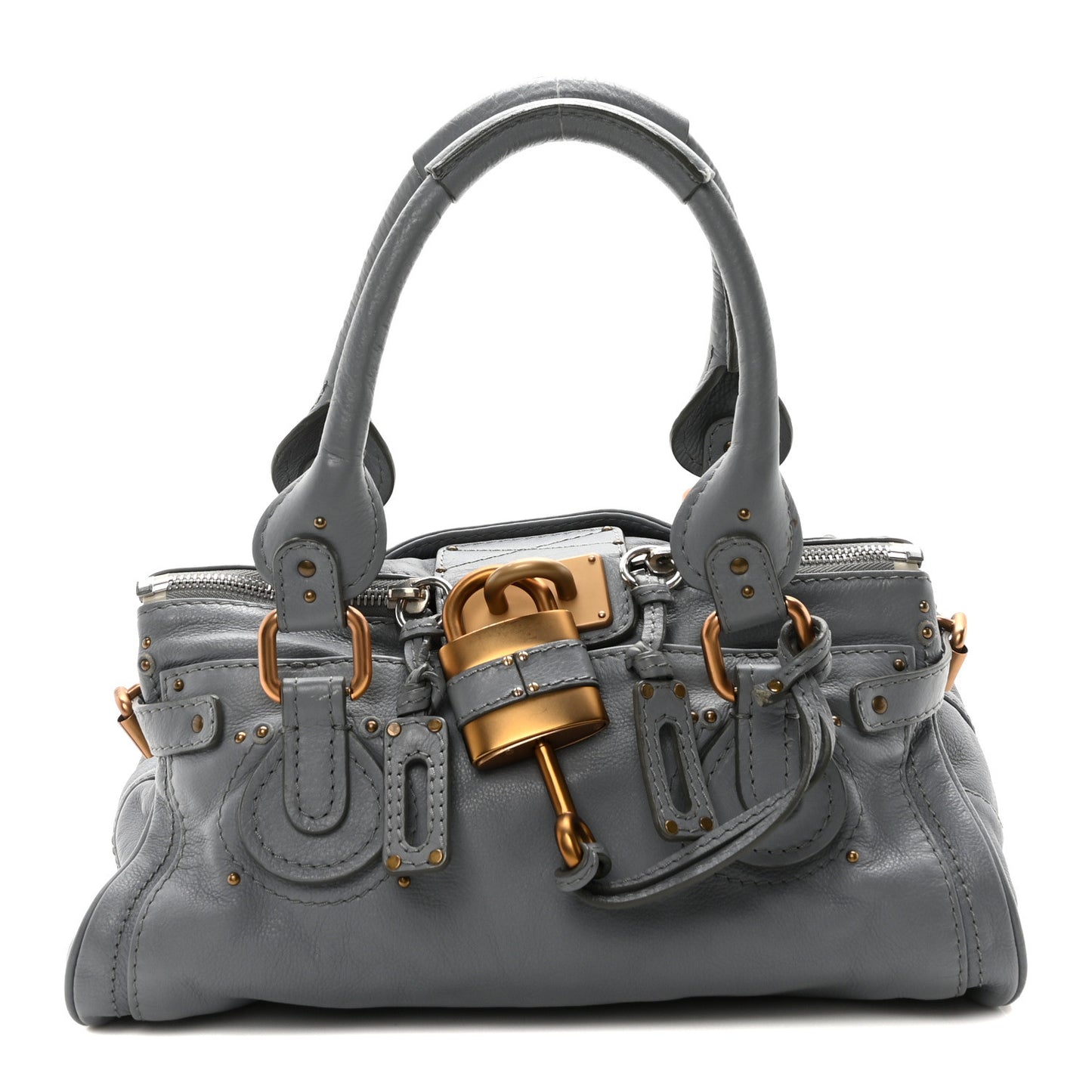 Calfskin Medium Paddington Satchel Gray