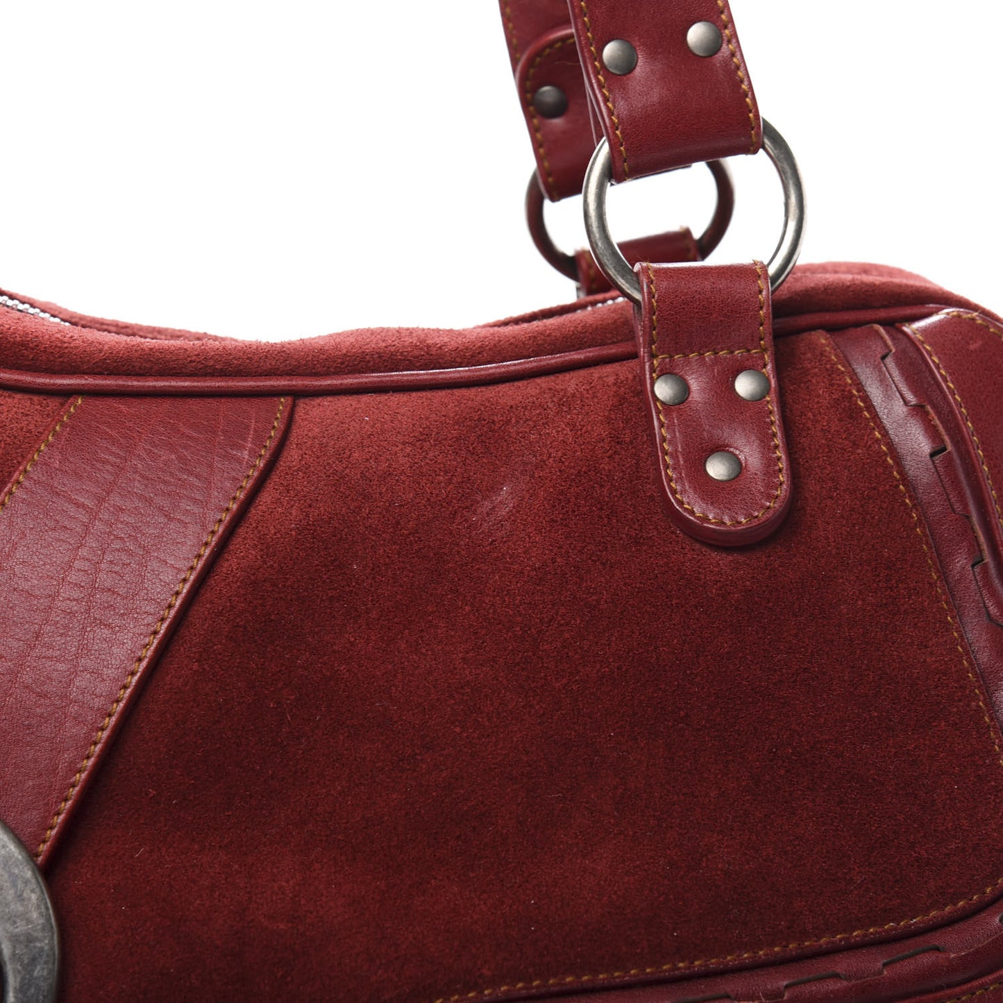 Suede Gaucho Double Saddle Bag Burgundy