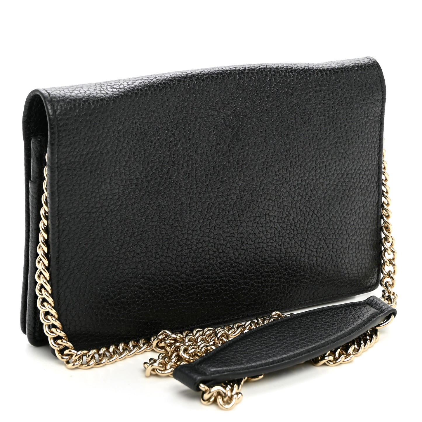 Pebbled Calfskin Soho Wallet On Chain Black