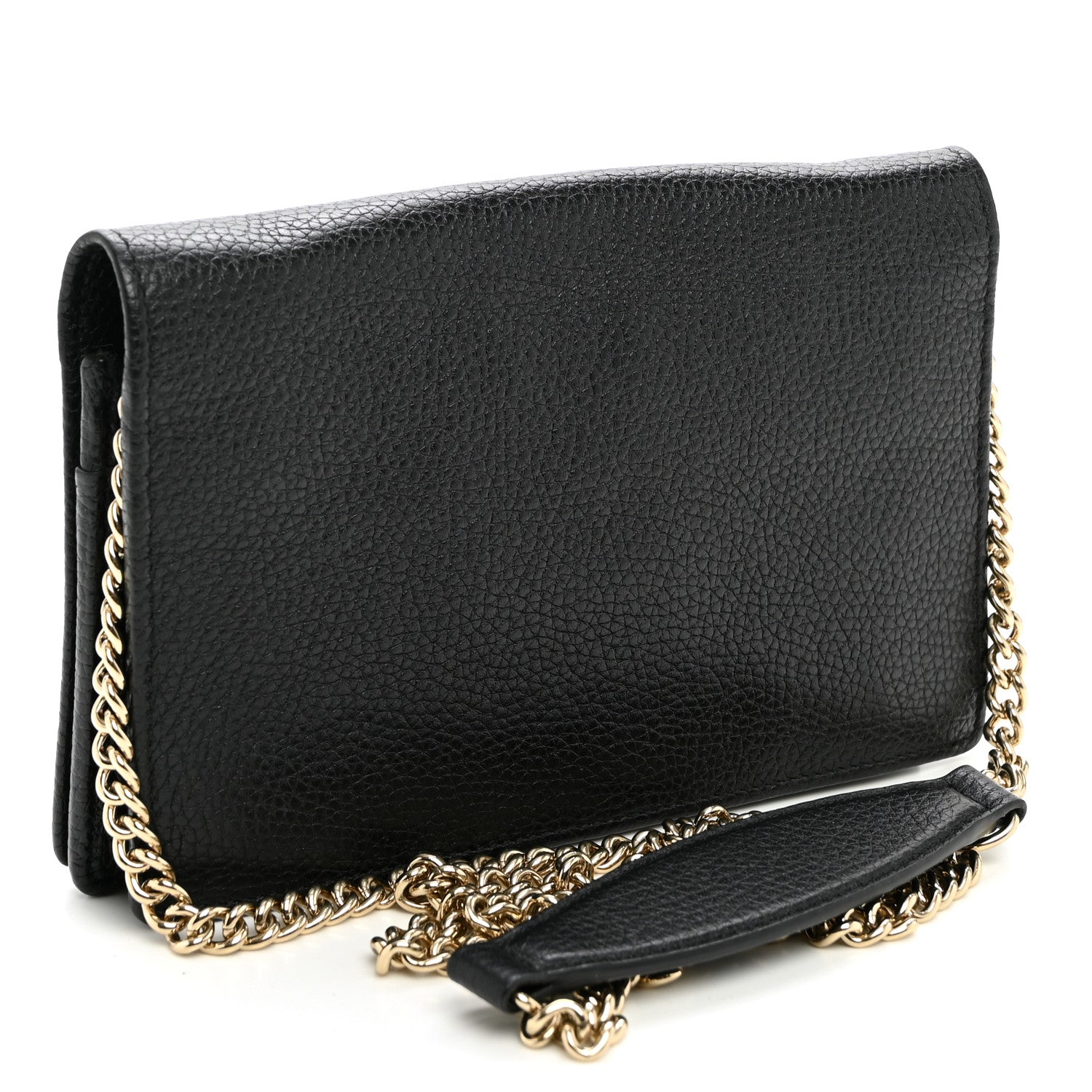 Gucci Pebbled Calfskin Soho Wallet On Chain Black 2 of 8